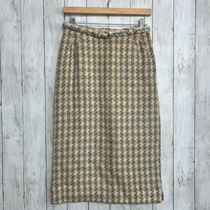 Vintage Century Of Boston Wool Blend Houndstooth Fitted Pencil Straight Skirt